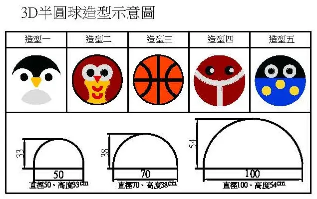 無縫軟鋪3D半圓球造型示意圖