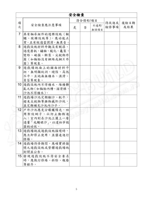 兒童遊戲場設施安全管理規範 5